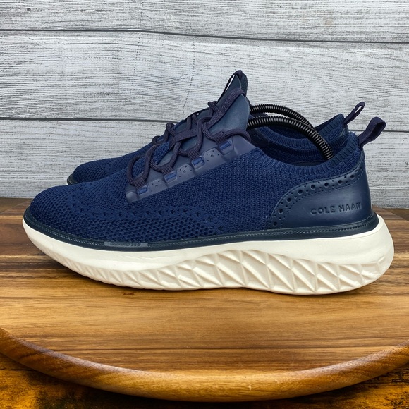 Cole Haan ZEROGRAND Work from Anywhere Oxford Marine Blue Knit C36616 Men Size 9 - Picture 1 of 12